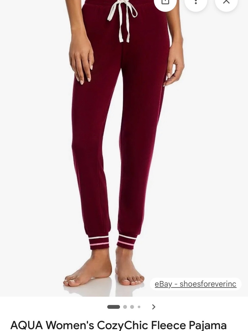 Cozy Chic Fleece Jogger Pants - Wine with White Trim